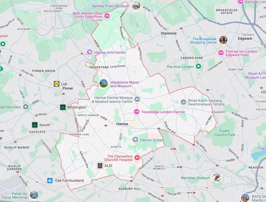 Map of Harrow